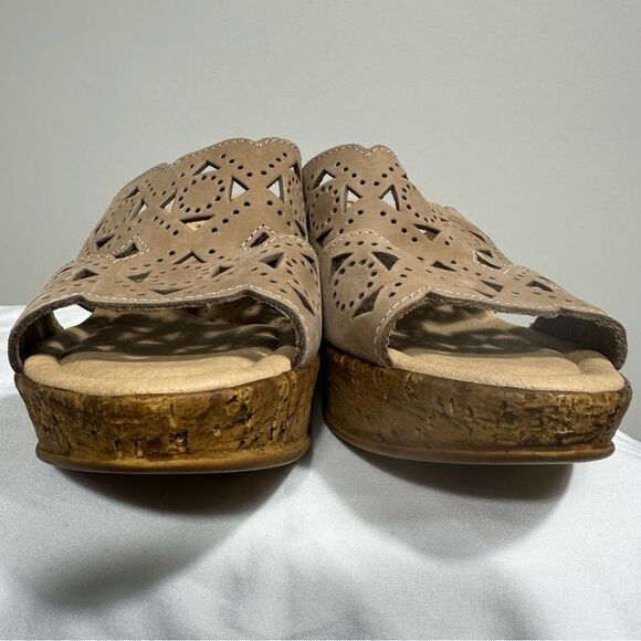 Spring Step Womens Flamyo Slide Italian Leather Cutout Beige Wedge Sandals EU 39 - Picture 5 of 11